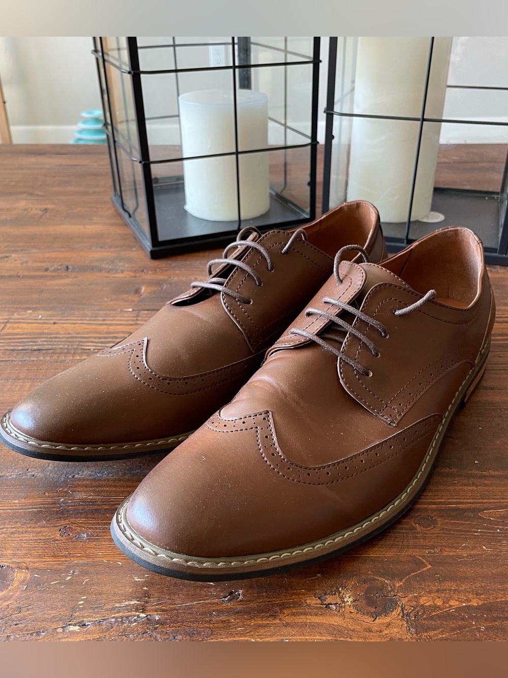 Men's Brown Wingtip Derby Shoes